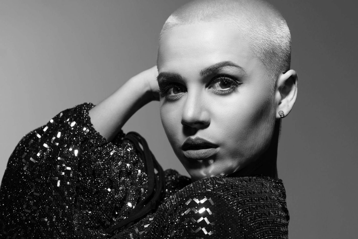 Black and white portrait of Kiva Rosescu